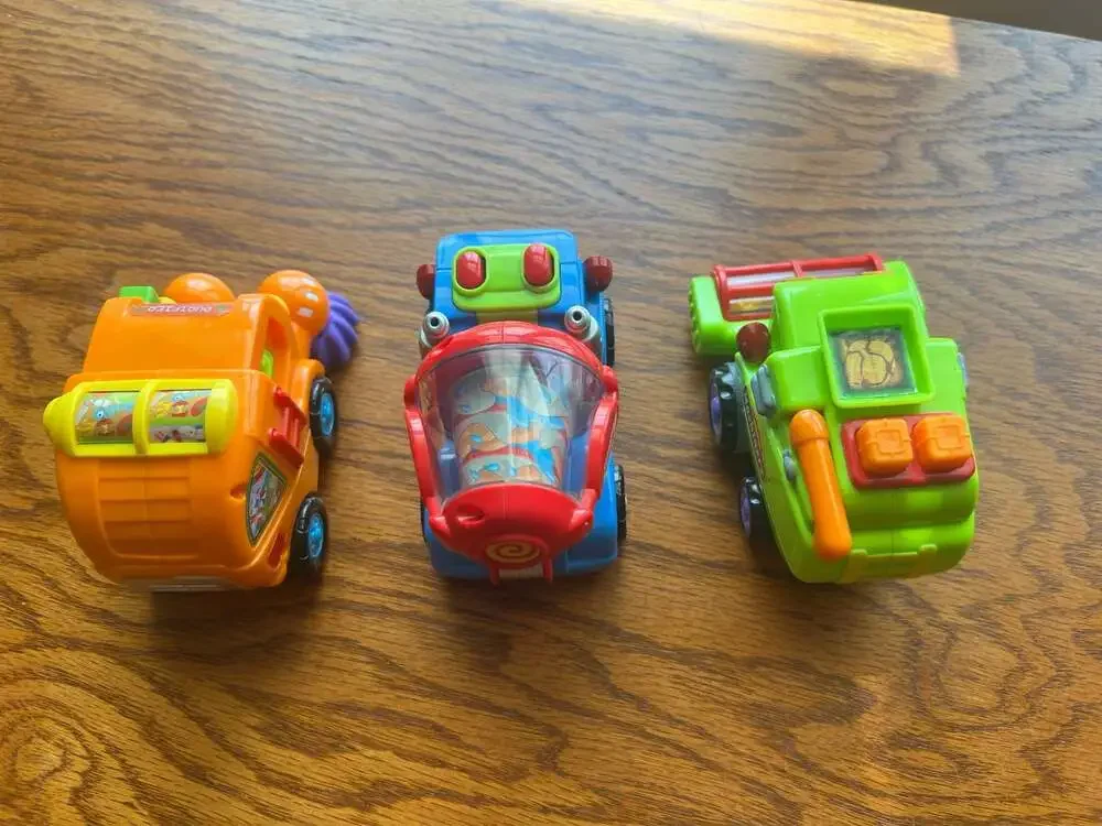 WolVolk Friction-Powered Toy Truck Set (Sweeper, Cement Mixer, and Harvester)